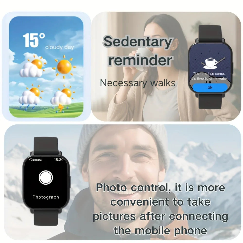 2026 Smart Watch for Men or Women. Square HD Screen: Wireless Calling with Dial Pad, Frequent Contacts, Message Reminder