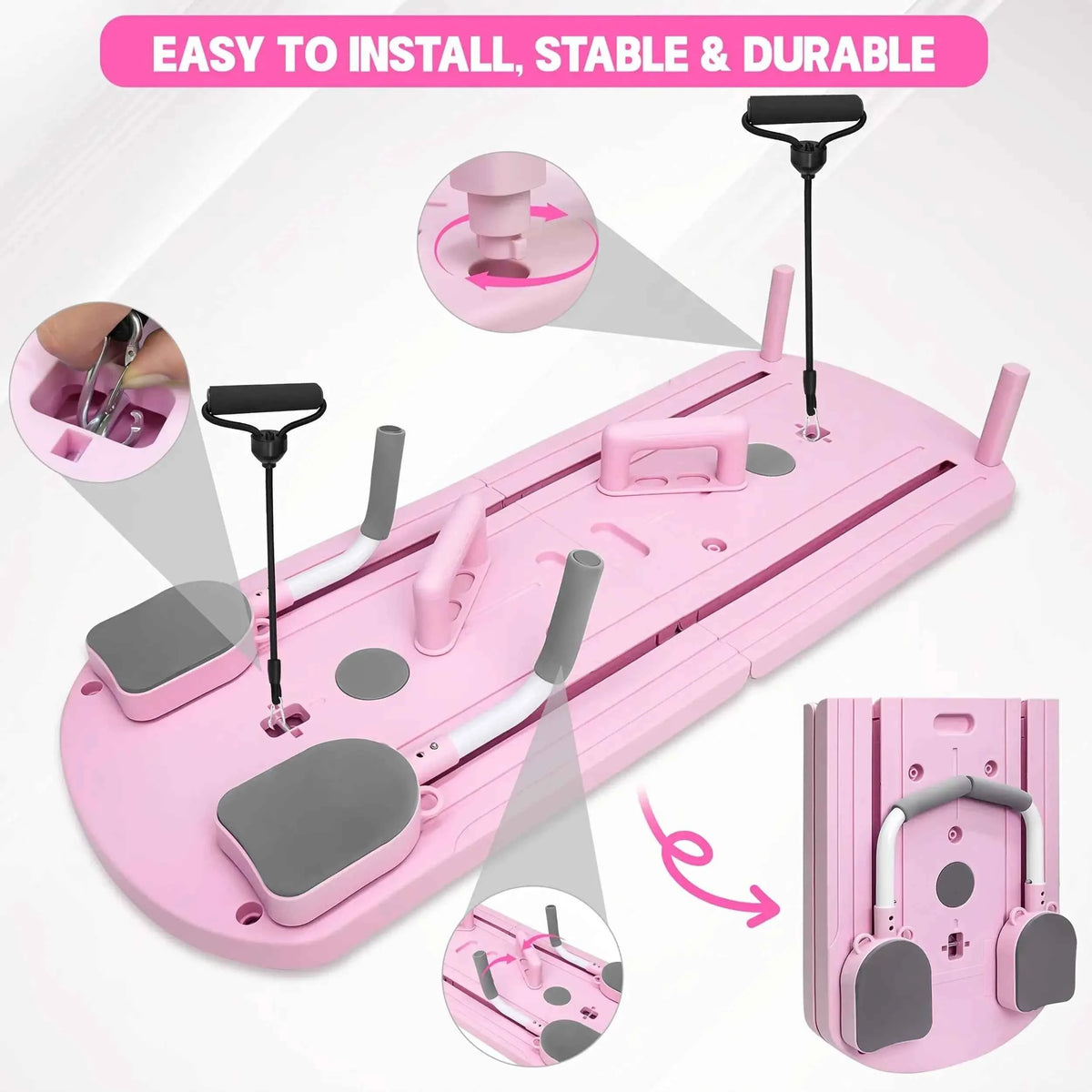 8-in-1 Multifunctional Foldable Pilates Board. Portable Yoga Training Board with 24 Non-Slip Fee.t Space Saving Home Gym