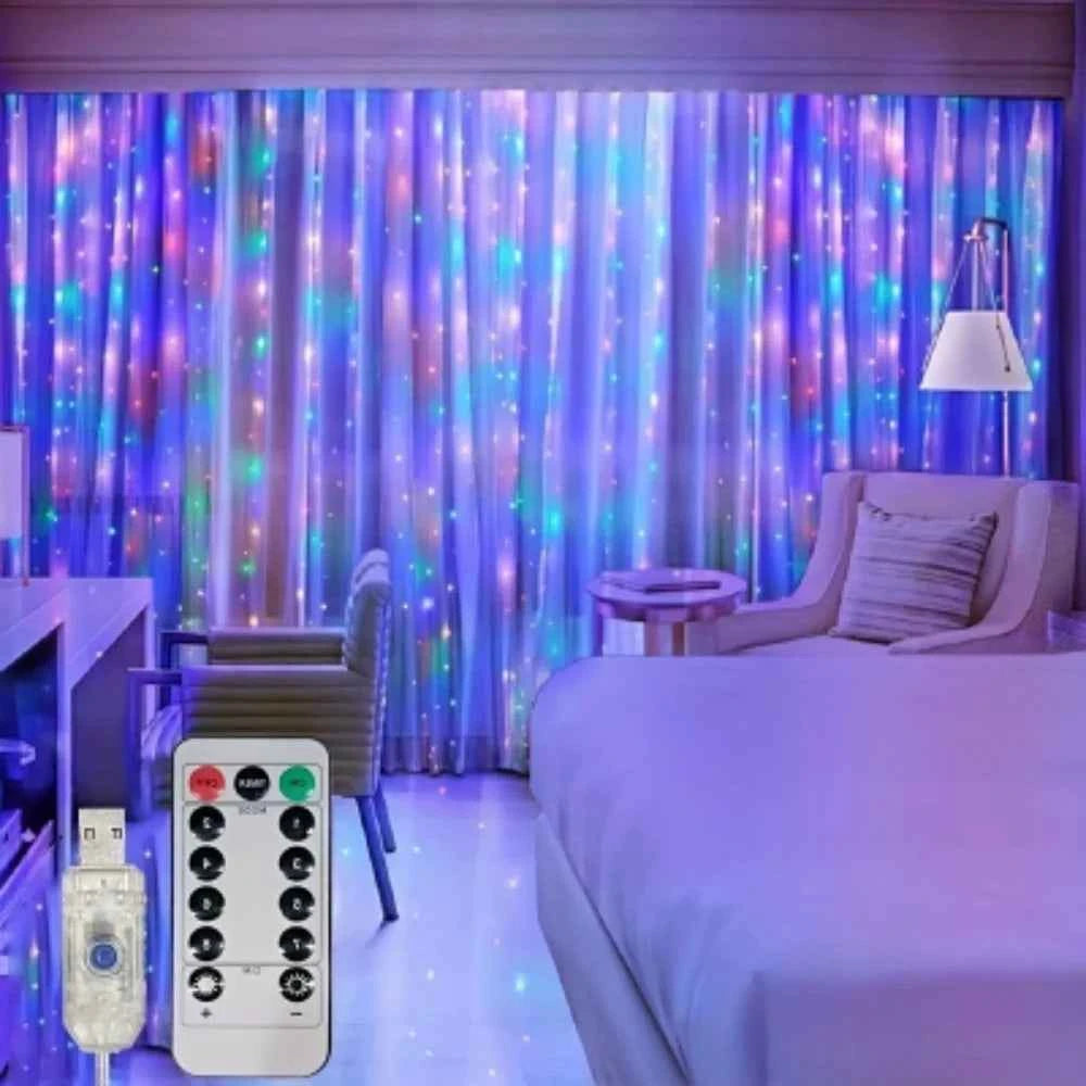 3/6m LED Curtain String Lights. USB Festoon Remote Contro.l Garland Fairy Lights. Wedding, Christmas Decoration for Home, Bedroom