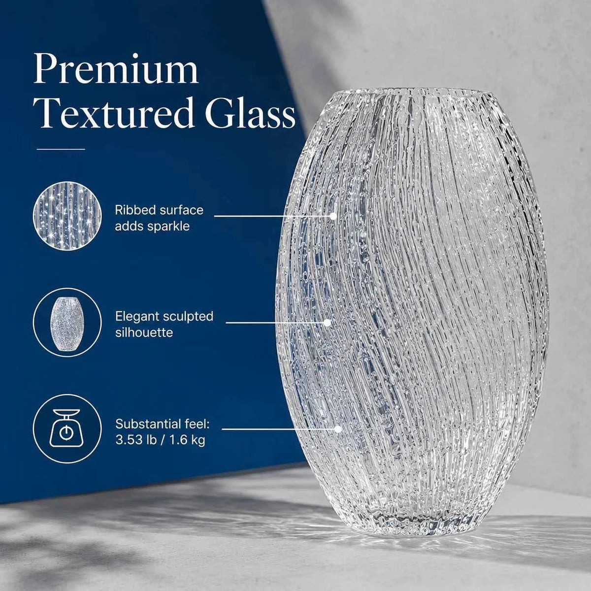Handmade Glass Vase With Glowing Wave Decor. Home Decor Rustic Flower Arrangement.