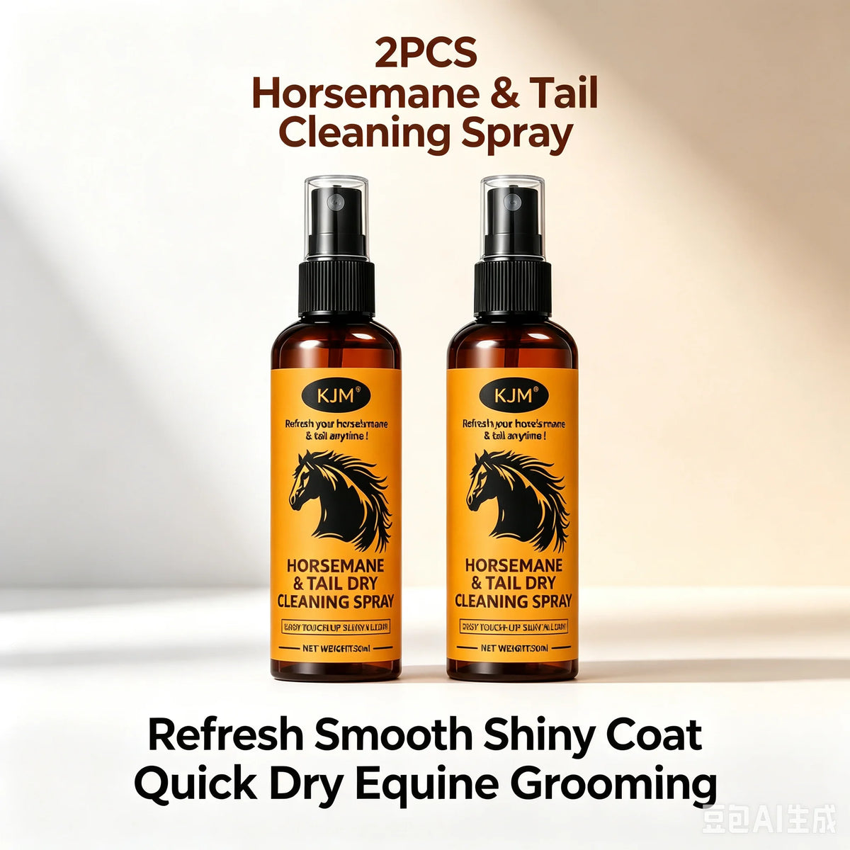 KJM Horse Mane & Tail Detangling Spray. Mild Natural Botanical Extract, Quick, Smooth, Soft Shiny Non Greasy Equine Daily Groom Spray