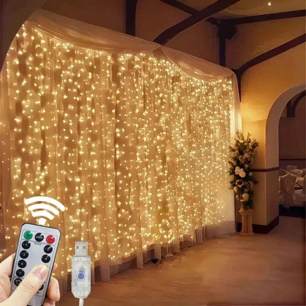 3/6m LED Curtain String Lights. USB Festoon Remote Contro.l Garland Fairy Lights. Wedding, Christmas Decoration for Home, Bedroom