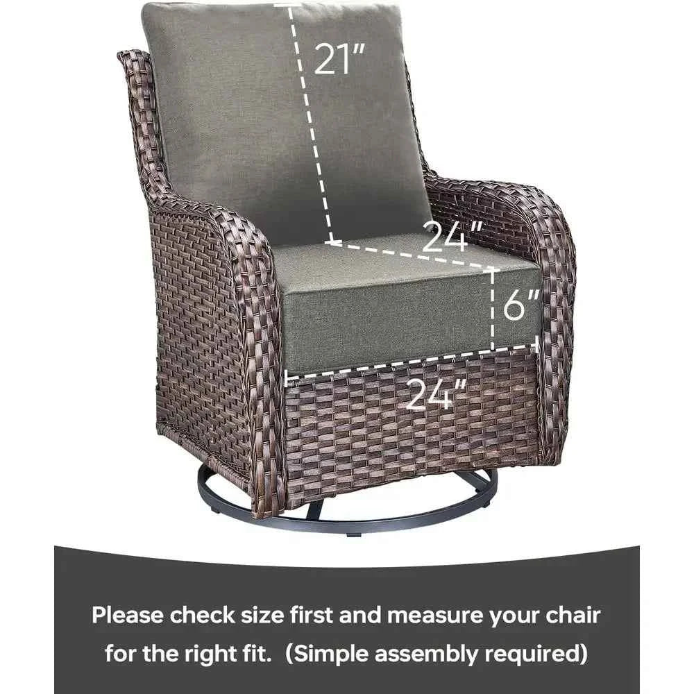 24x24x6 Outdoor Cushions, 5-Piece Patio Furniture Set, Water-Resistant Pillows, Dining Rocking Swivel Chairs, Loveseat, Couch