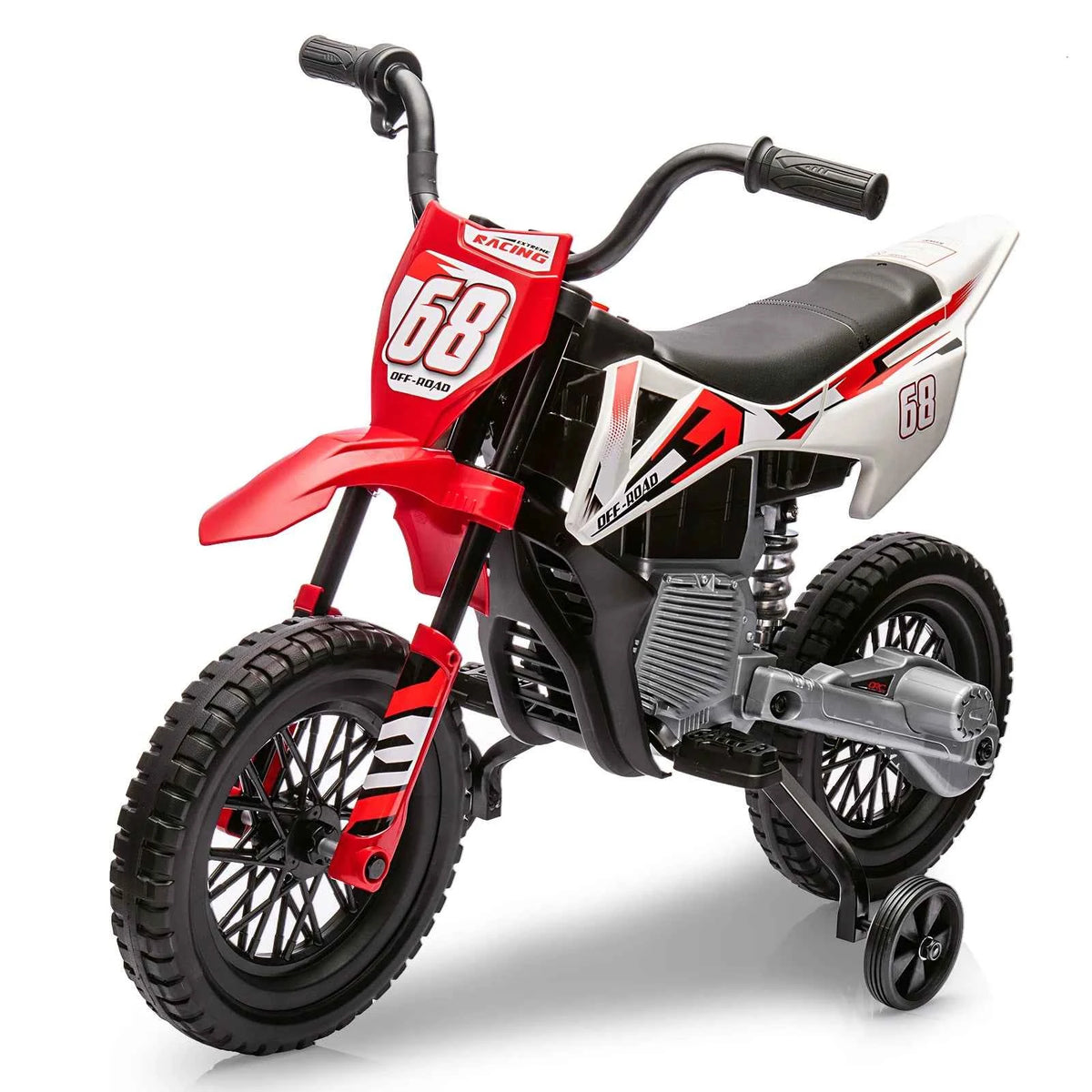 12V Kids Electric Dirt Bike With Training Wheels, Twist Grip Throttle, 3 MPH, Music, 4.5Ah Battery & Charger