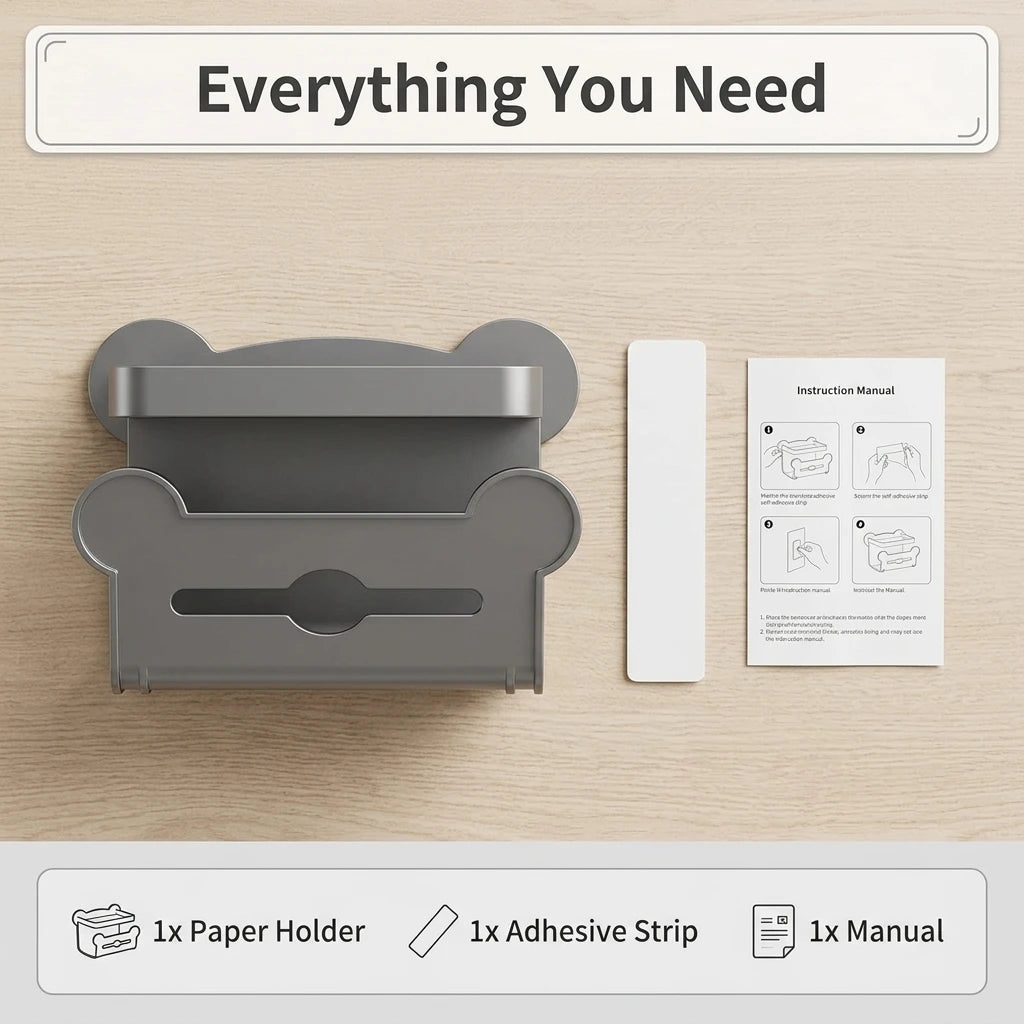 Toilet Paper Holder with Shelf. Wall Mounted Bathroom Tissue Box Storage Rack with Phone Stand for a Roll of Paper. Grey Modern Space Saving Dispenser, 7.87 x 5.51 x 4.92 Inches, Washroom Organizer