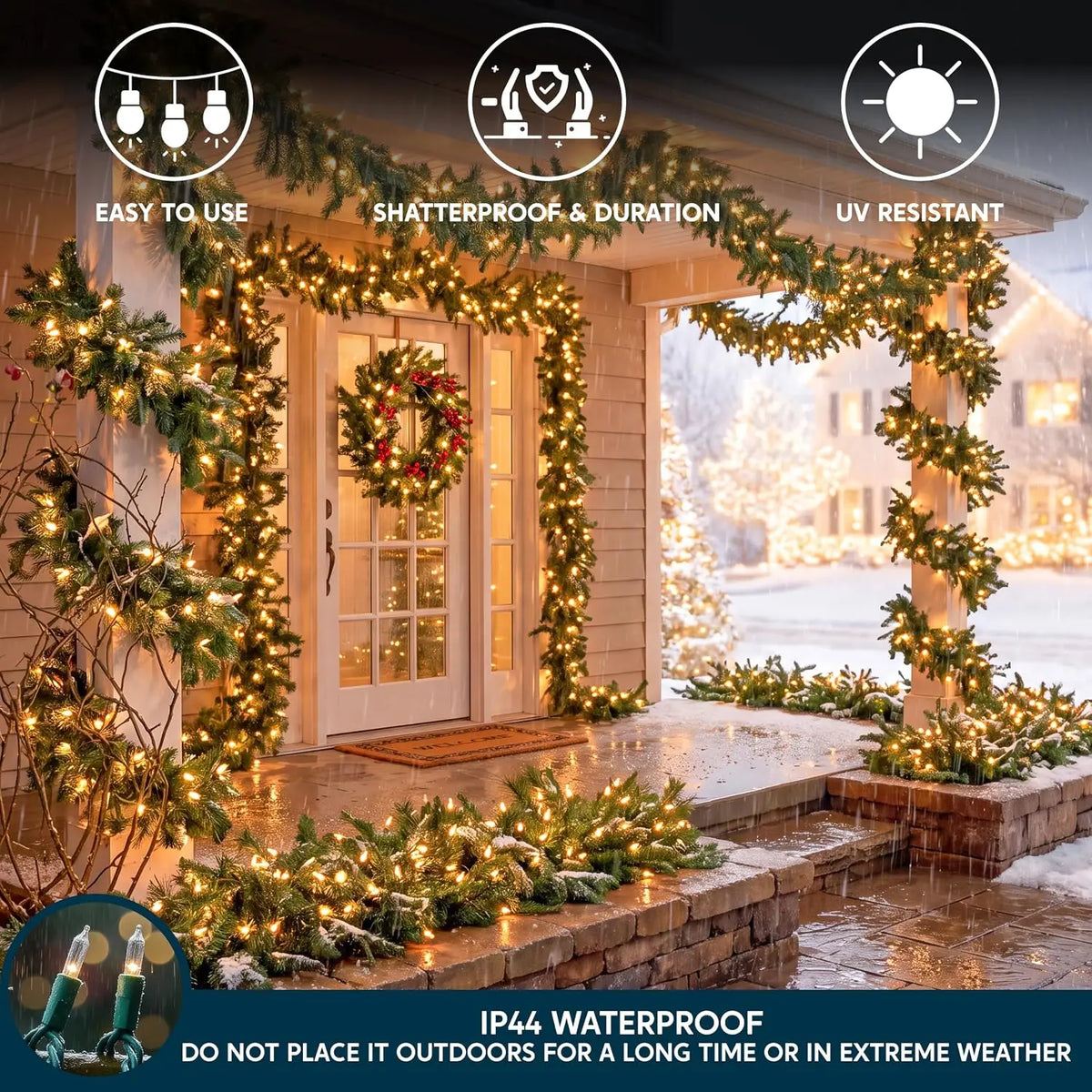 150 Count Mini White Fairy Light Clear Christmas String Lights, Indoor 31.2FT Lighting.  Festival Green Wire