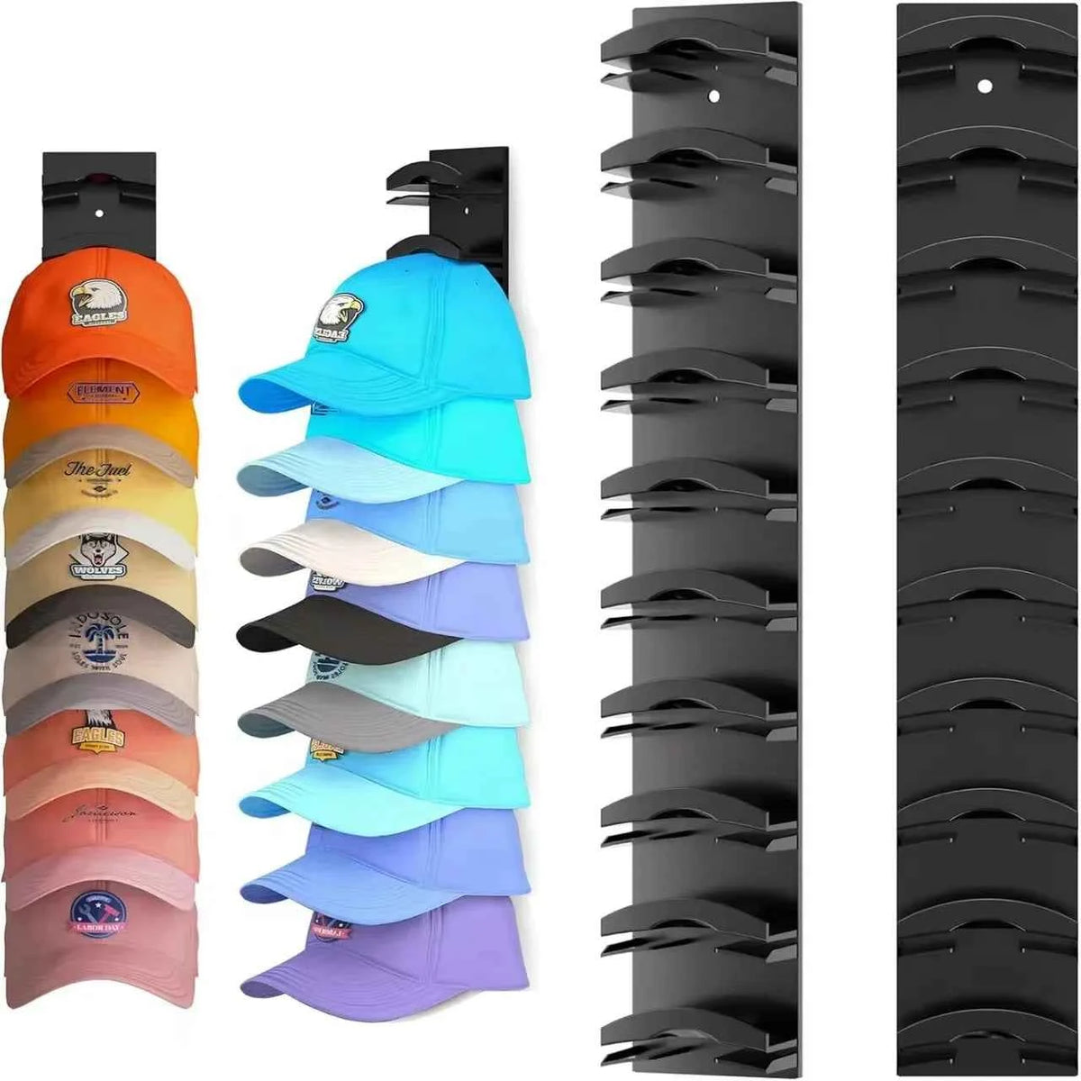 Wall Mounted Hat Organizer Holds 18 Baseball Caps Home Storage Holder,  1 or 2 pieces