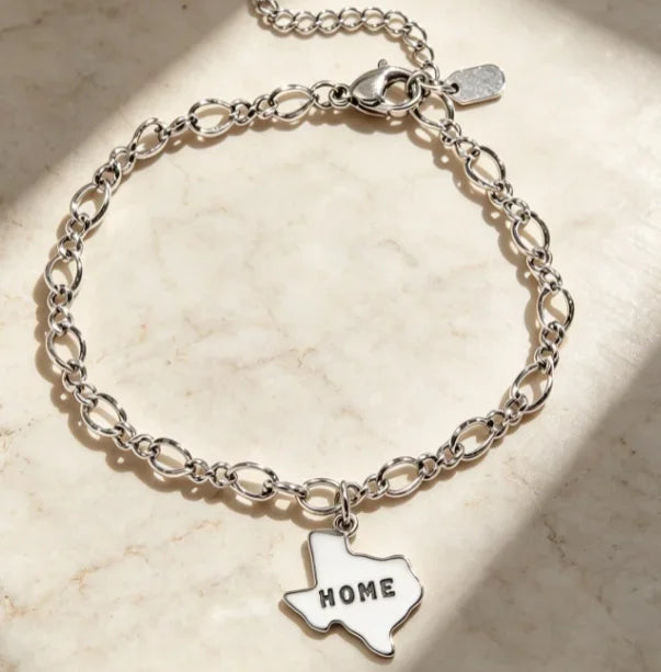 S925 Sterling Silver Vintage Oxidized Charm Bracelet for Women, Sunflower, Texas Map, Spicy Chili, Heart, Rabbit, & Cross  Enamel Charms, Retro Fashion Silver Jewelry, Ideal Gift for Ladies