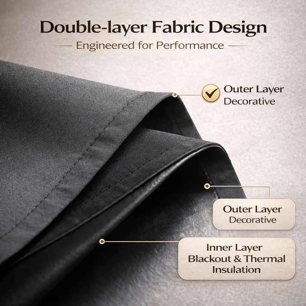 4 Panels 100% Blackout Curtains, Heat Insulation, Noise Reduction. Privacy Protection. Room Darkening Decor. Thermal Grommet, Light Blocking, Washable.