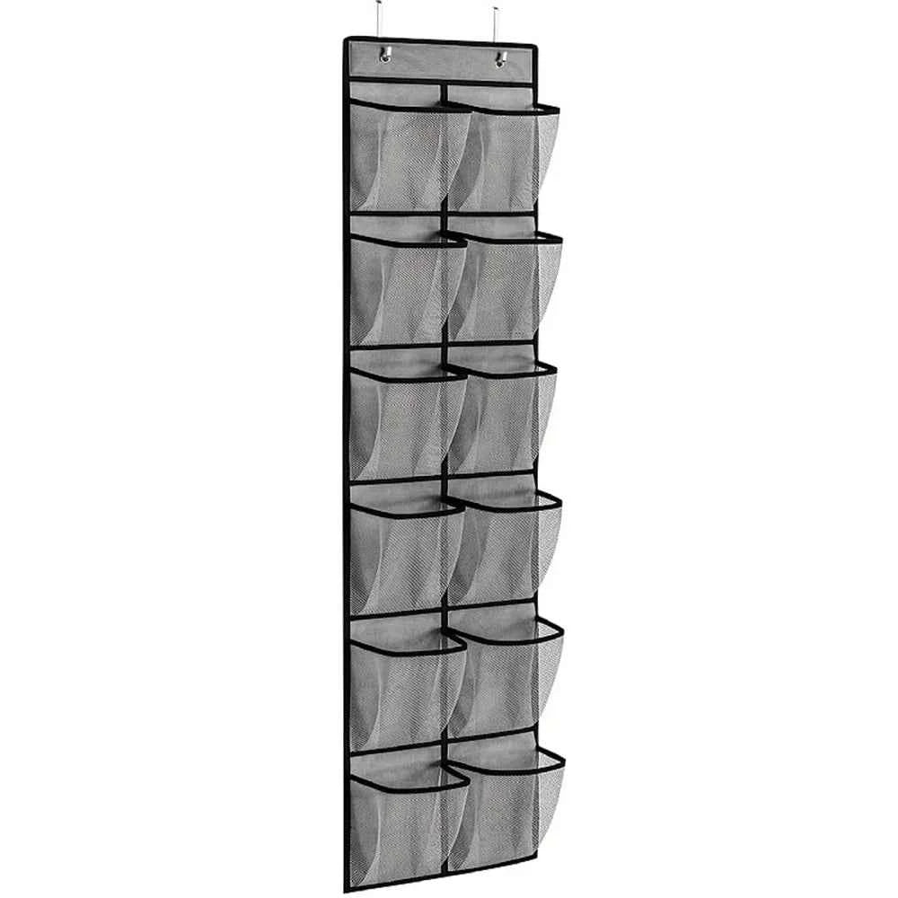 12 Pockets Over the Door Organizer. Large Mesh Pockets With 2 Hooks Transparent Fabric