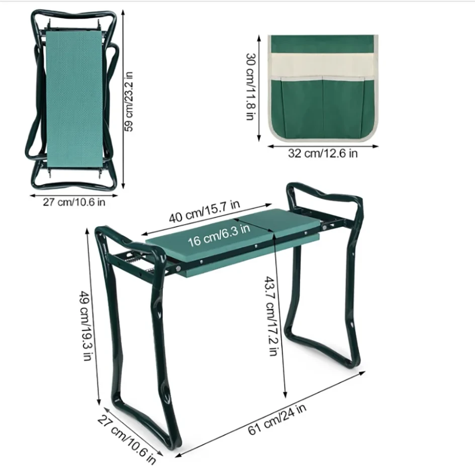 Garden Kneeler and Seat,  Folding Garden Bench. Portable with Foam EVA Kneeling