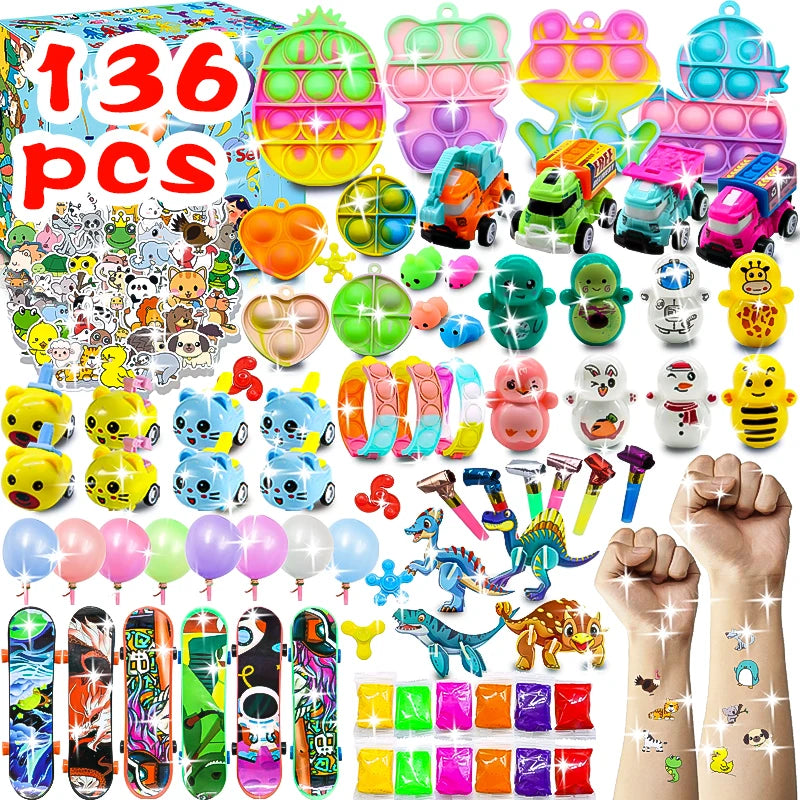 Kids Fidget Toys Party Favors Pack - Sensory Set Gifts with Stickers, Goodie Bag Fillers, Treasure Box, Classroom Prizes for School