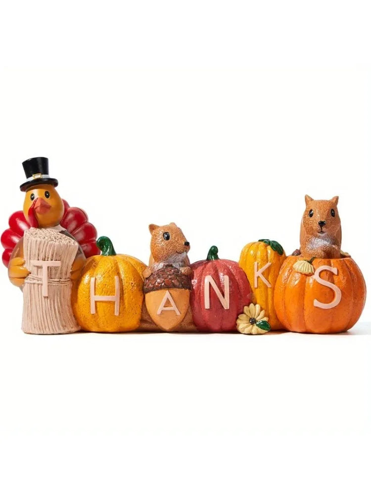 Thanksgiving Pumpkin Turkey Tabletop Centerpiece. Resin Turkey Figurines. Fall Harvest Table Decor. Thanksgivings or Autumn Decor