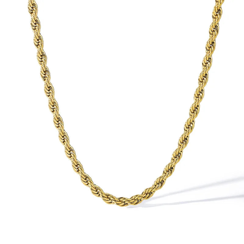 Gainfit Jewelry Gold Rope Chain Necklace for Women, 18K Gold Plated Twisted Chain Stainless Steel Dainty Choker Necklace