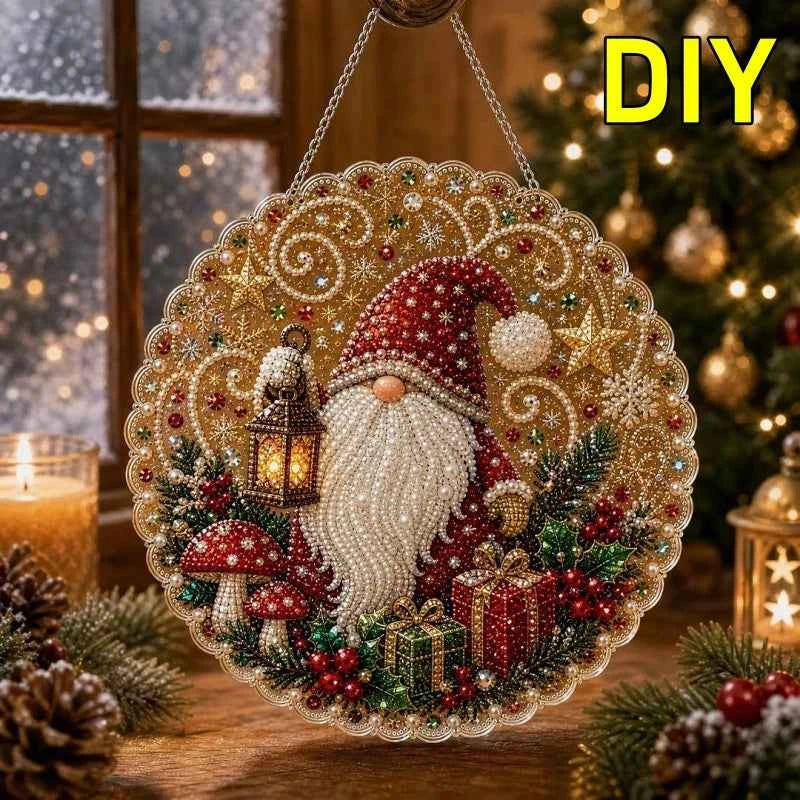 New Christmas Pearl Diamond Kit. DIY. Dog, Cat, Hummingbird, & More Patterns. Acrylic Circular Board With Lace Edges Wall Decorate Gifts
