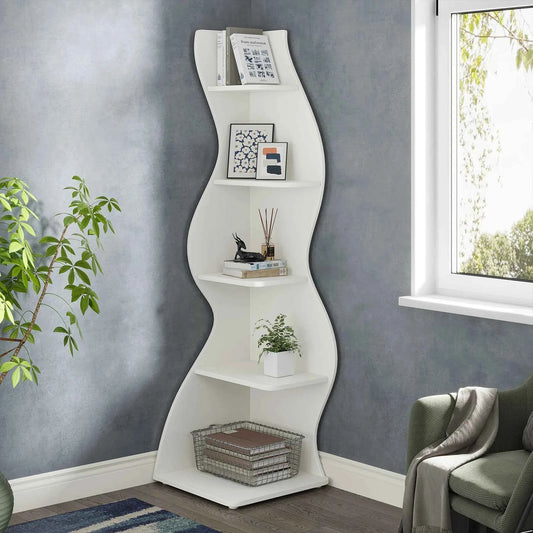 Tribesigns Corner Shelf, Stylish 5-Tier Corner Bookshelf,  Storage Rack. Plant Stand