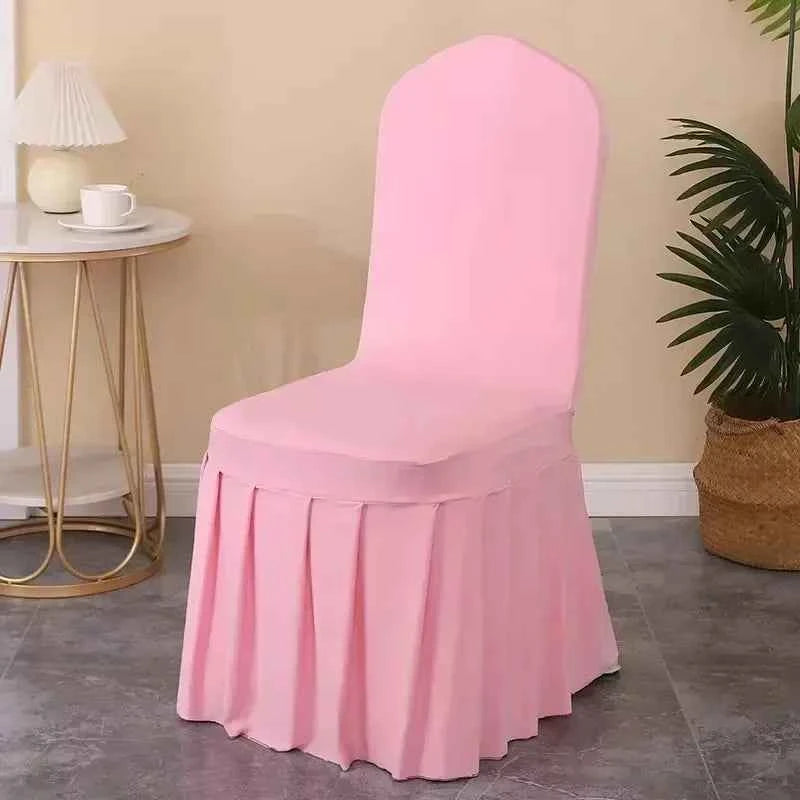 50/100pcs Pleated Skirt Spandex Chair Cover. Hotel Banquet, Party Events, Wedding Decoration. Dining Room Seat Protector Covers