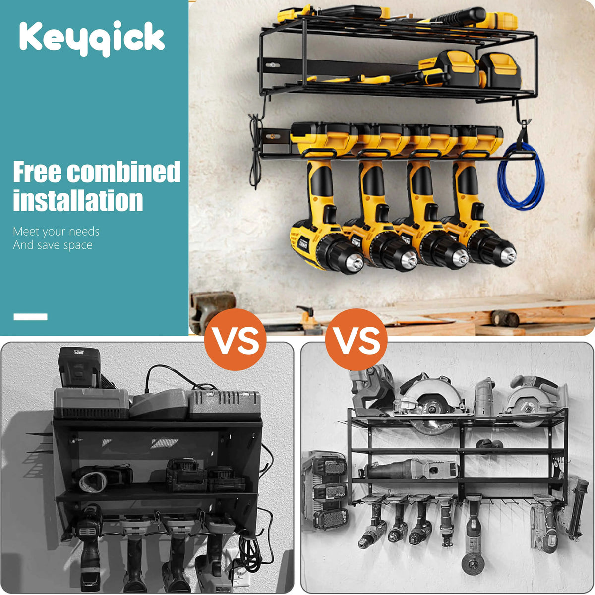 Set Of Multi-Function Heavy Duty Power Tool Storage Rack,  Non-Slip And Anti-Drop Design,
