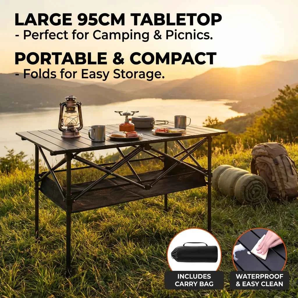 Portable Folding Outdoor Table, 95cm/120cm Lightweight