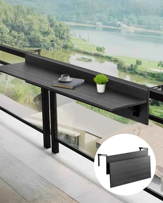 SucceBuy Balcony Hanging Table.. Folding Balcony Railing Table. Outdoor Serving Table for Patio Deck