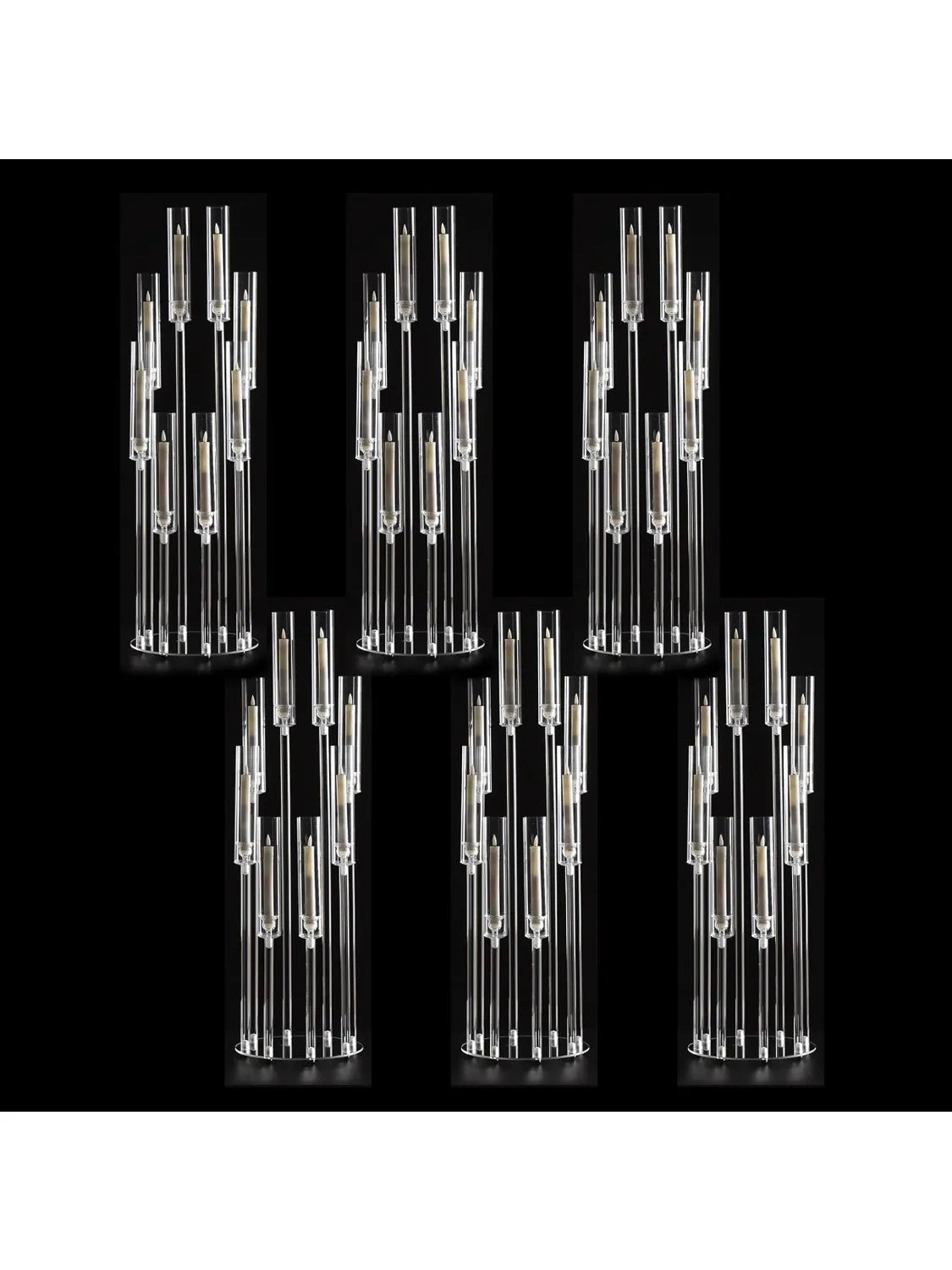 6PCS Clear Candelabra Centerpiece for Weddings. 8 Arm Acrylic 38.5 Tall Floor Candle Holder