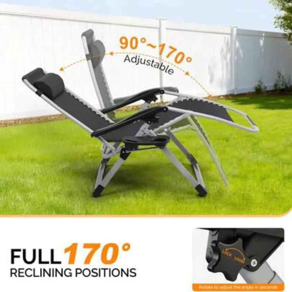 Zero Gravity Chair with Removable Cushion and Cup Holder. Padded  Portable Folding Lounge Chair with Headrest. Locking Positions. Adjustable Reclining for Adults. Heavy Duty Support Indoor & Outdoor Use
