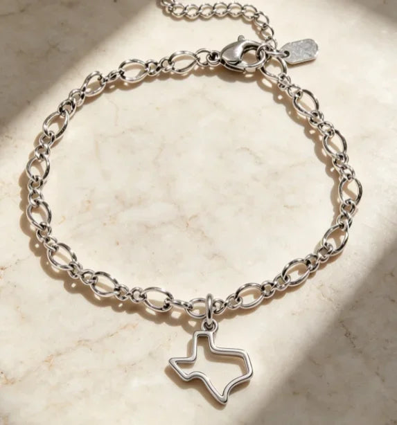 S925 Sterling Silver Vintage Oxidized Charm Bracelet for Women, Sunflower, Texas Map, Spicy Chili, Heart, Rabbit, & Cross  Enamel Charms, Retro Fashion Silver Jewelry, Ideal Gift for Ladies
