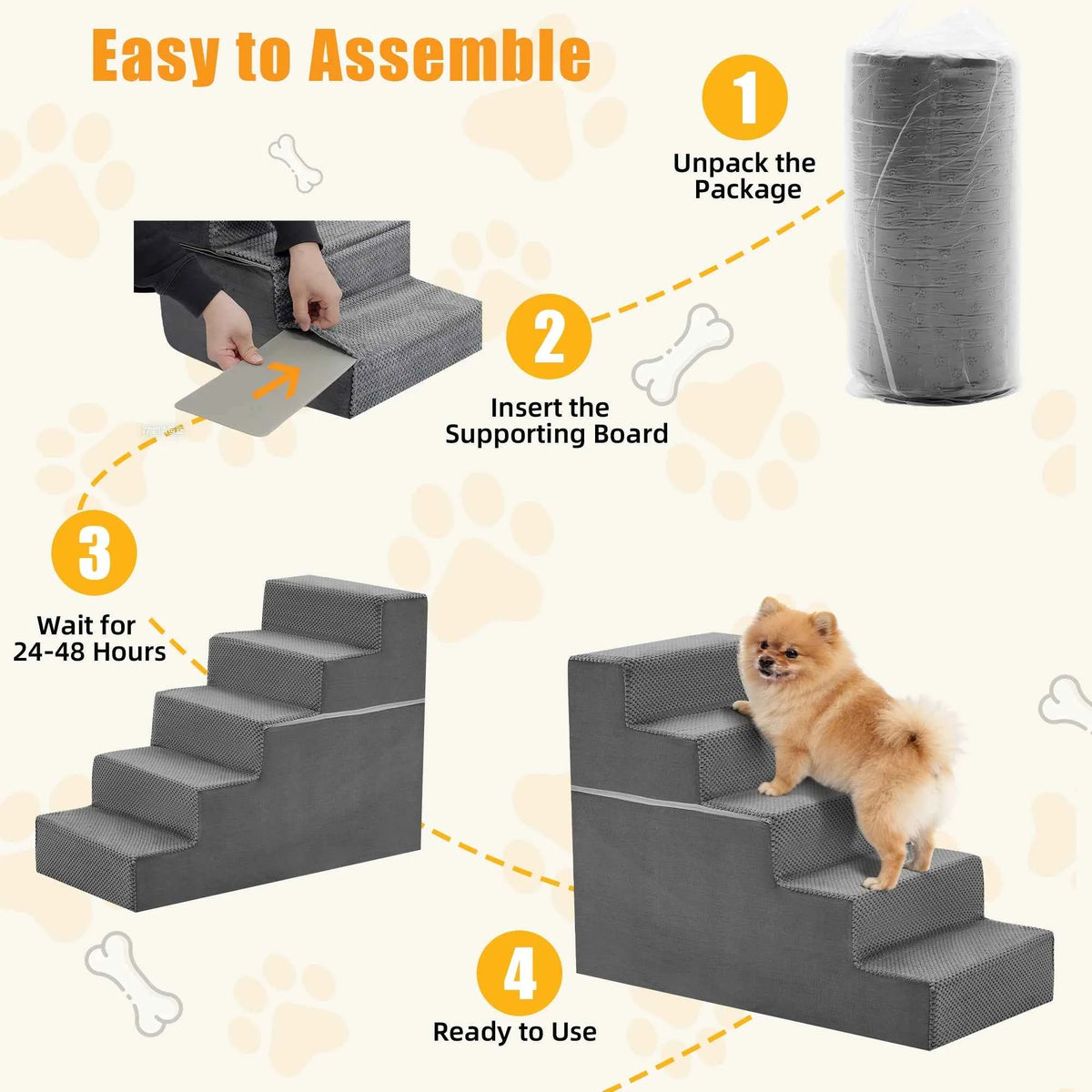 JHK 3-5  Foam  Non-Slip Pet Steps For Home