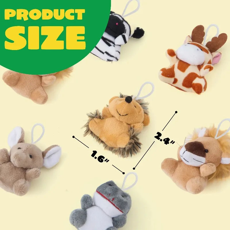 24 Pcs Small Stuffed Animals each 3 inches. Kids Party Favors. Bulk Safari Animals that are Plush Toys. Party Stuffers.