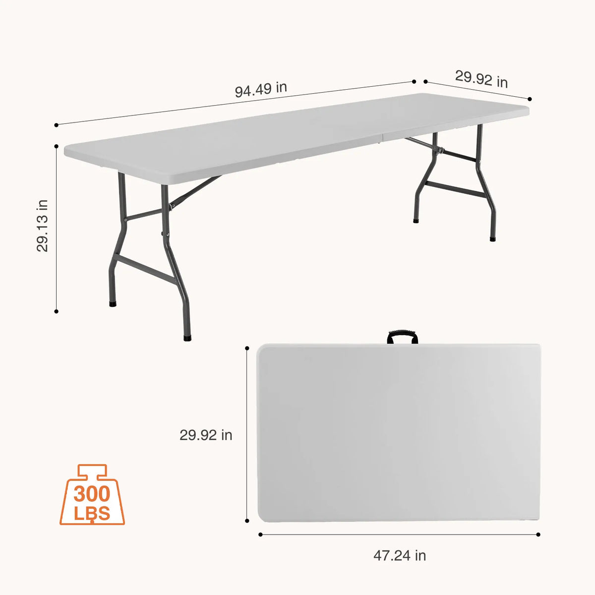 JHK 4/6/8 FT Portable Folding Outdoor Indoor Table. Heavy Duty Foldable Table with Carrying Handle. Safety Lock For Camping, Picnic, Dining - Myaccessoriesstore