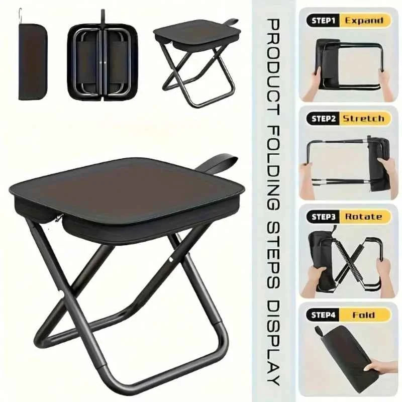 Collapsible Camping Stool with Storage Bag. Lightweight Portable 330 Lbs for Travel, Fishing, Picnic