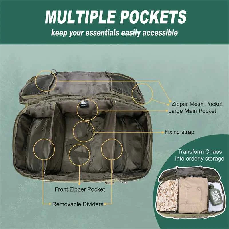 LQARMY 30L 45L 80L Outdoor Mountaineering Bag, Molle Tactical Backpack, Large Duffel Bag, Hiking, Camping, and Travel Bags