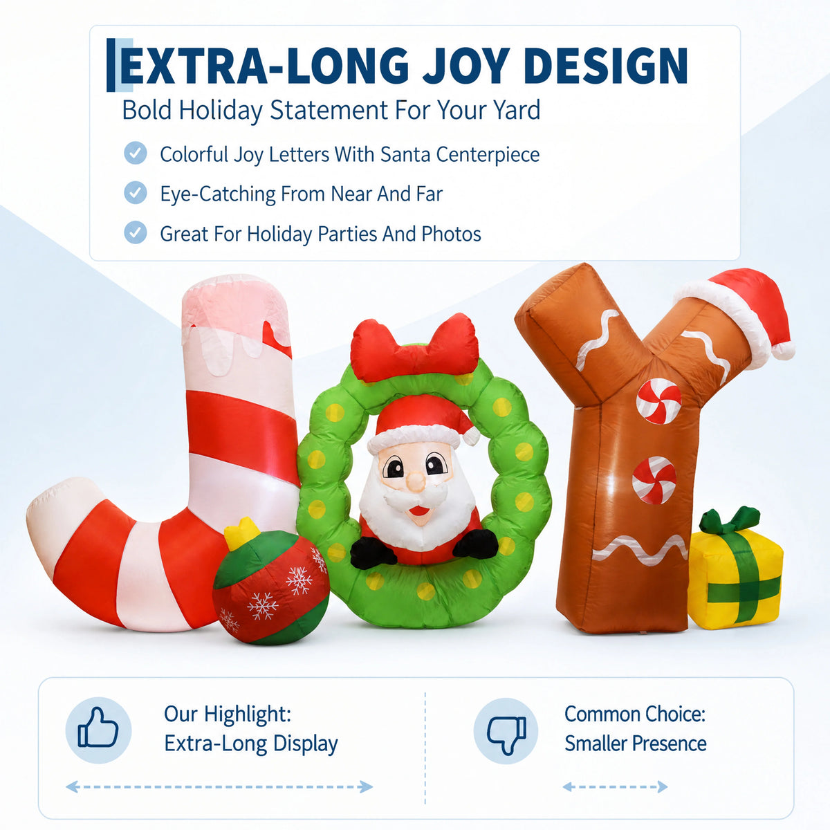 6ft Giant Lighted Christmas Inflatable JOY Sign  Outdoor Decoration. Waterproof Polyester Taffeta. Blow Up Yard Prop Holiday signs.
