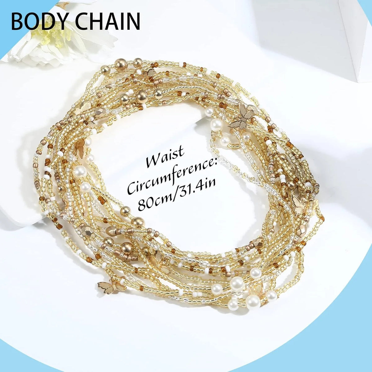 6Pcs Waist Beads For Women, Belly Chain, Elastic Bead. Summer Body Chain, Bikini Jewelry for  Women