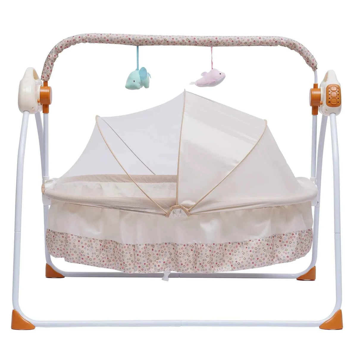 Cradle Swing or Sleeping Bed with Auto Rocking, 5 Speeds.  Stand Baskets. Bluetooth for Music.  Sleeping Basket for  0-18 Months