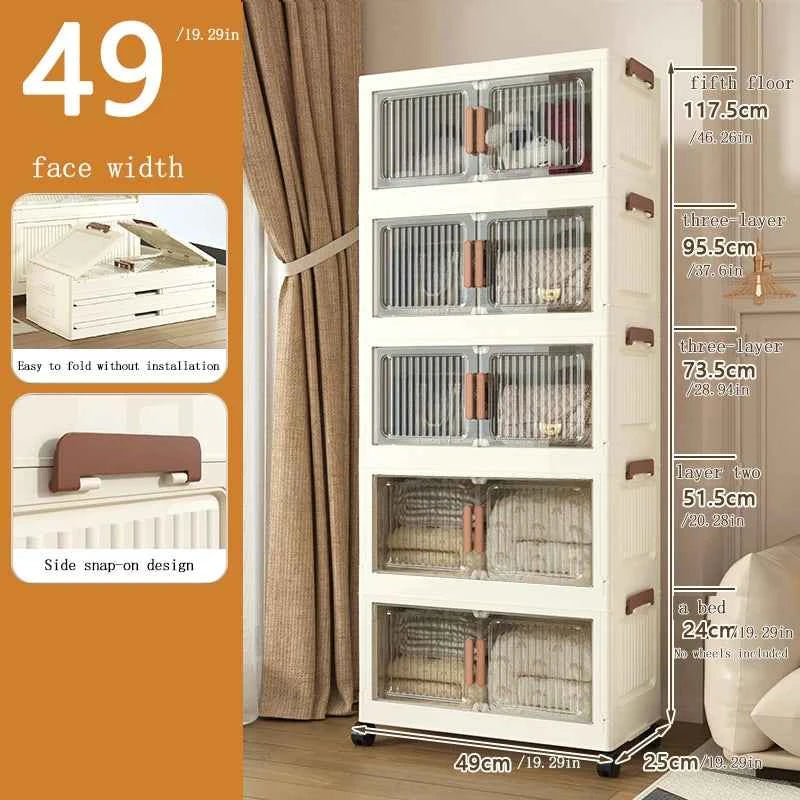 Foldable Storage Cabinet, No Installation Required, Multi-Layer Household Bedroom Clothes and Quilt Storage Cabinet, Extra-Large