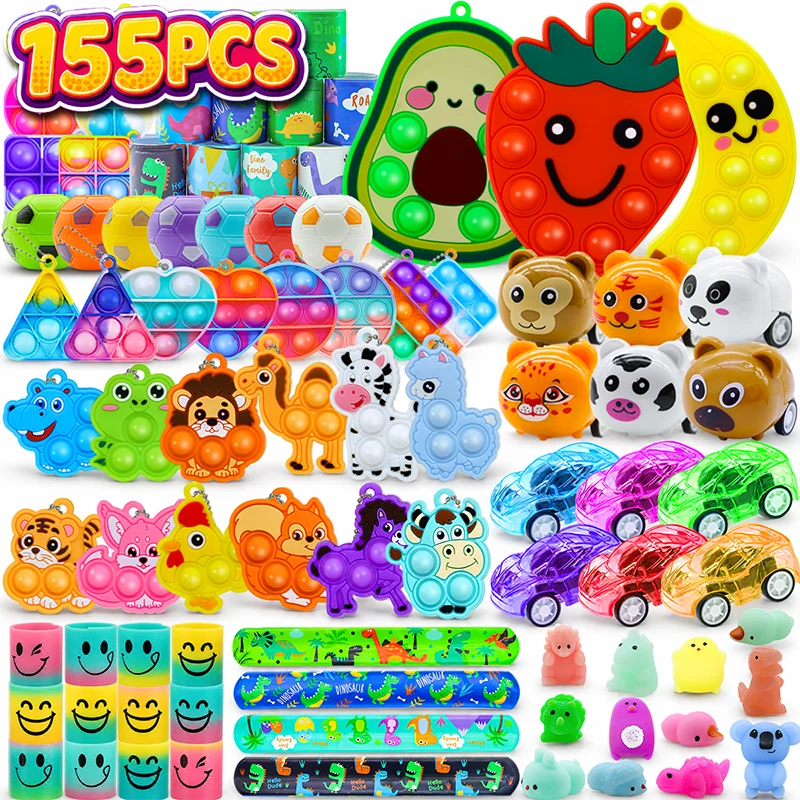 Kids Fidget Toys Party Favors Pack - Sensory Set Gifts with Stickers, Goodie Bag Fillers, Treasure Box, Classroom Prizes for School