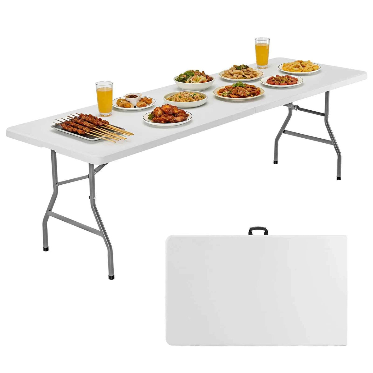 MCQ 6 FT to 8 FT Folding Outdoor Picnic Table With Carrying Handle