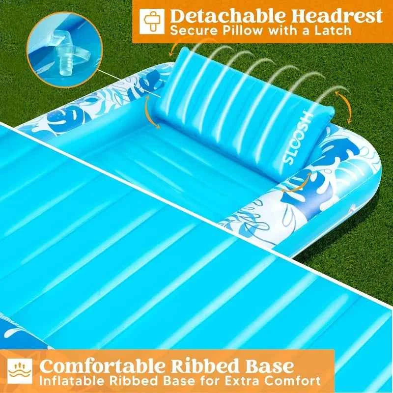 JOYFY 4 in 1 Suntan Tub Raft. Floatie Inflatable Tanning Pool  70" x 46" Pool Floats Adult with Pillow for Water