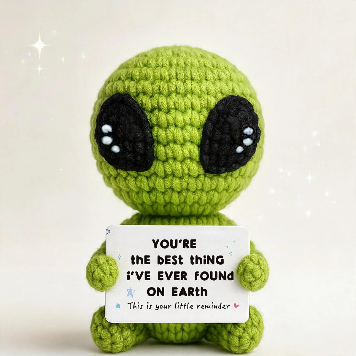 1pc A Fun And Inspiring Crocheted Alien Gift, A Delicately Crafted And Uniquely Cute Toy Doll, Complete with A Positive Card. A Novel Anniversary, Valentine's Day, or Birthday Gift, And A Special Decorative Present, Amigurumi