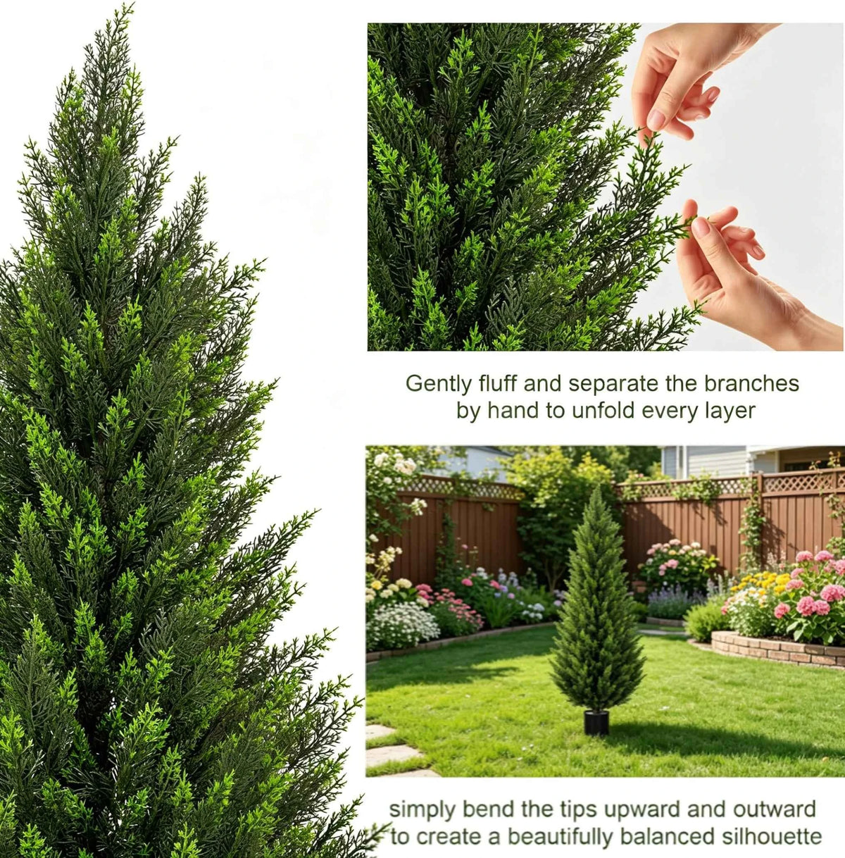 Artificial Cedar Topiary Tree 2/3/4/5/6FT. Faux Evergreen Cypress Plant with Realistic Green Leaves, Outdoor Fake Shrub Bush .