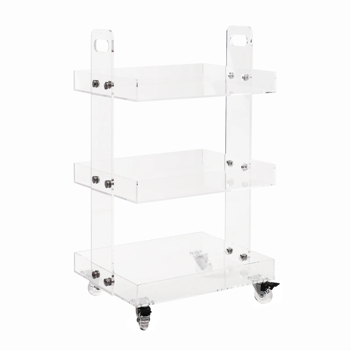 Tier Acrylic Mobile Storage Cart with Wheels Clear Multifunctional Utility Rolling Trolley and is 41.6x34x70cm - Myaccessoriesstore
