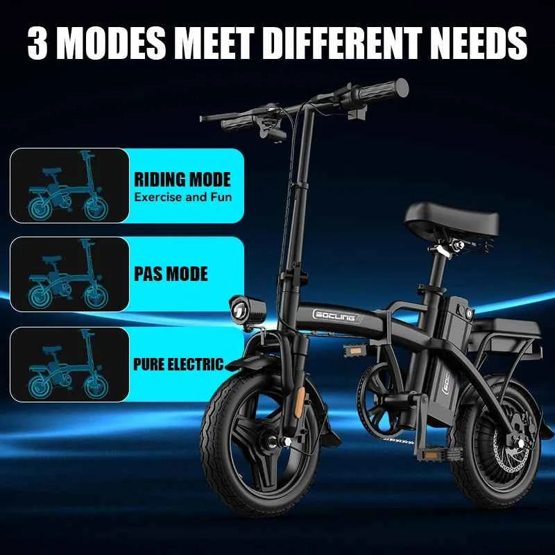 14'' Foldable Commuter E-bike, 500W Motor, Removable Battery. Max 19.9MPH, Dural Disc Brake with 4 Shock Absorption,  Mini Electric Bicycle for Adults, College Students, Commuters & Urban Riding E-Bike