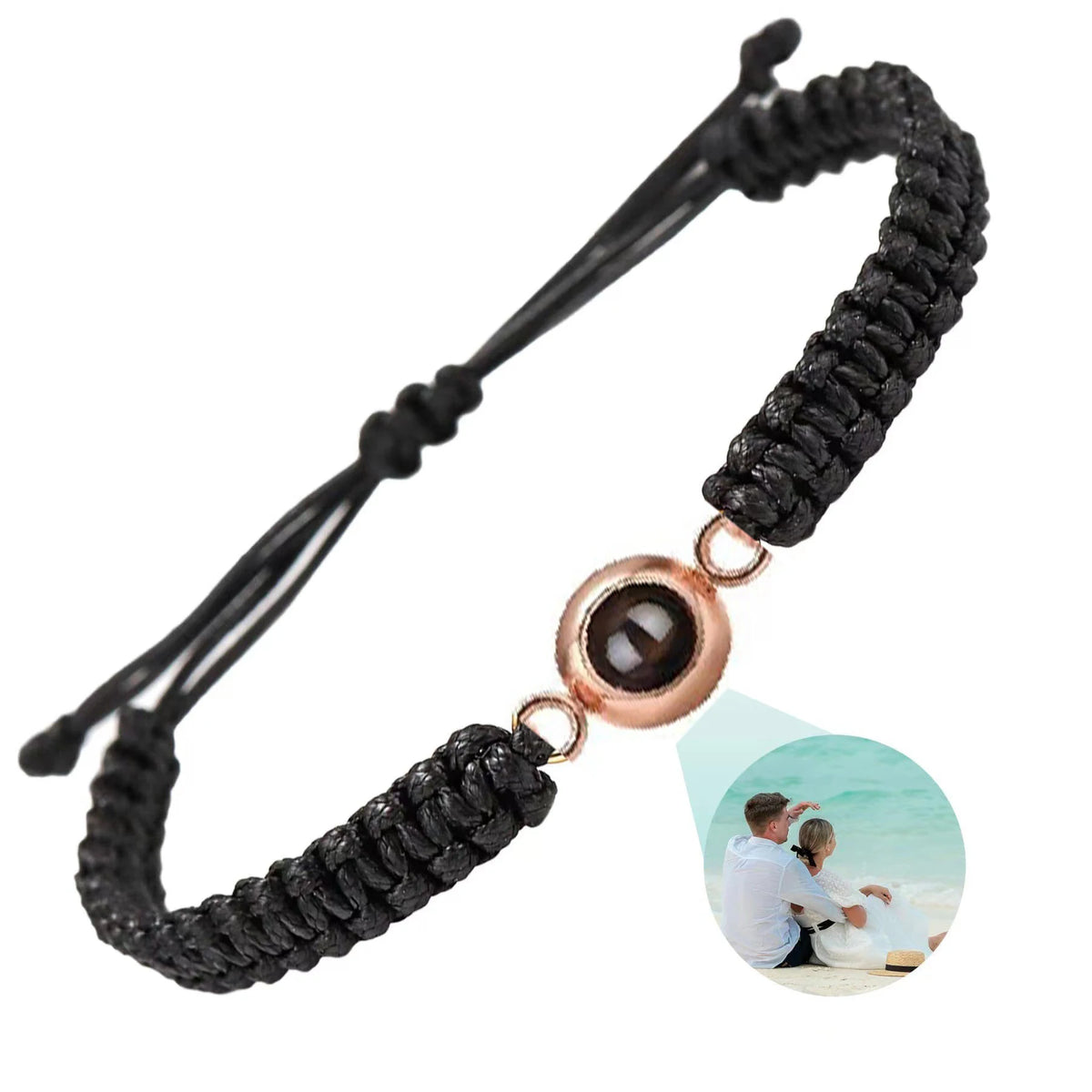 Custom Photo Projection Bracelet, Adjustable Woven Titanium Steel Pendant. DIY Picture Bracelet Jewelry. Valentine's Day Gift