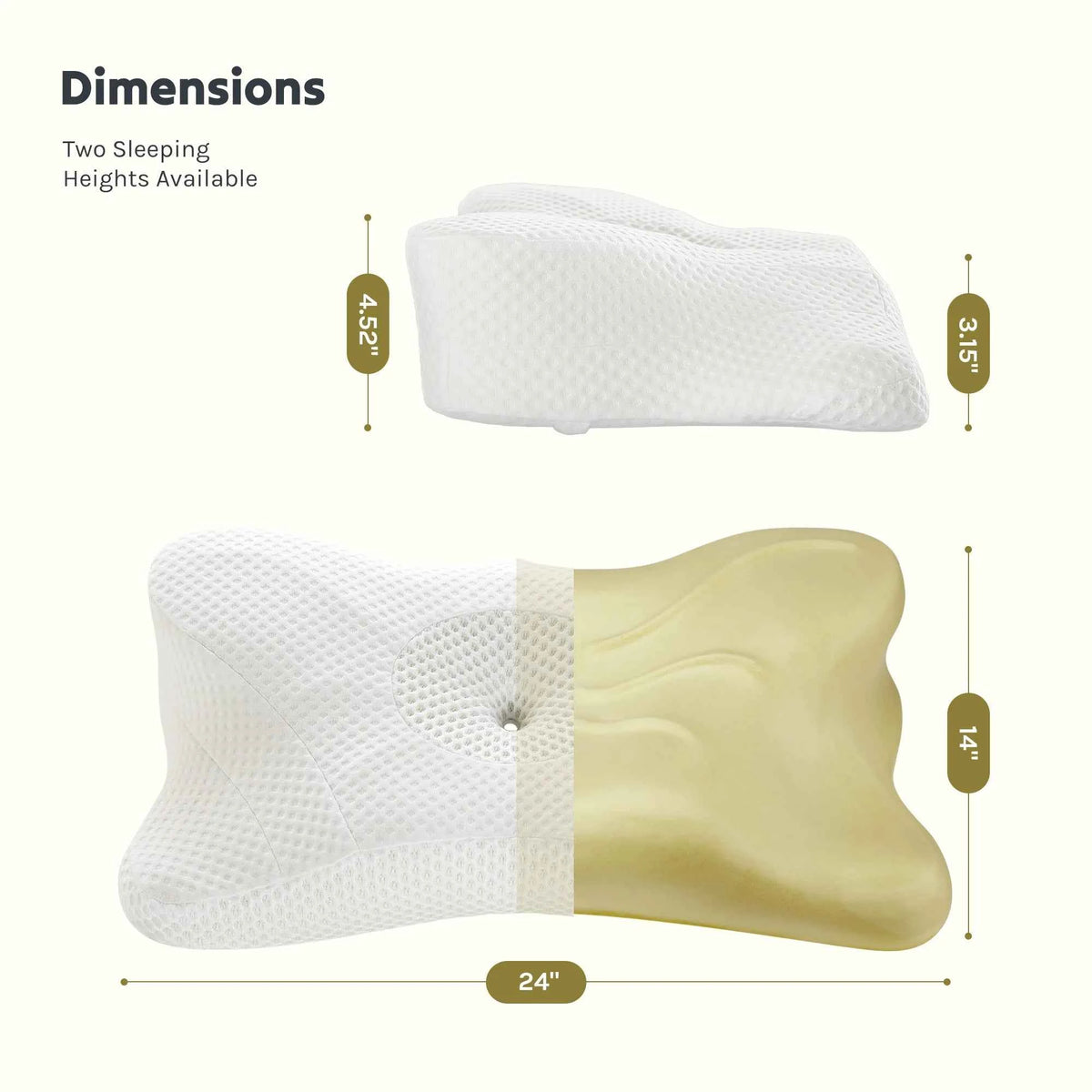 MCQ 1-piece Queen Size Ergonomic Neck Pillow. Comfort Memory Foam Pillows. Removable Washable Cover. Ventilated Cooling Bed Pillow