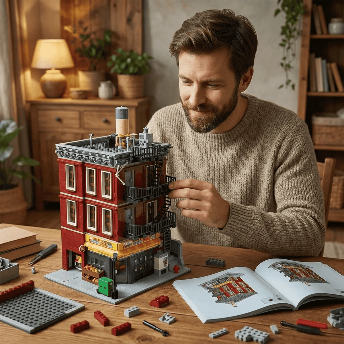 Spider Deli Apartment Building Blocks With 11 Figures. Films Hero Classic City Modular Assembly. Model Kit, Creative Gift 3559PCS