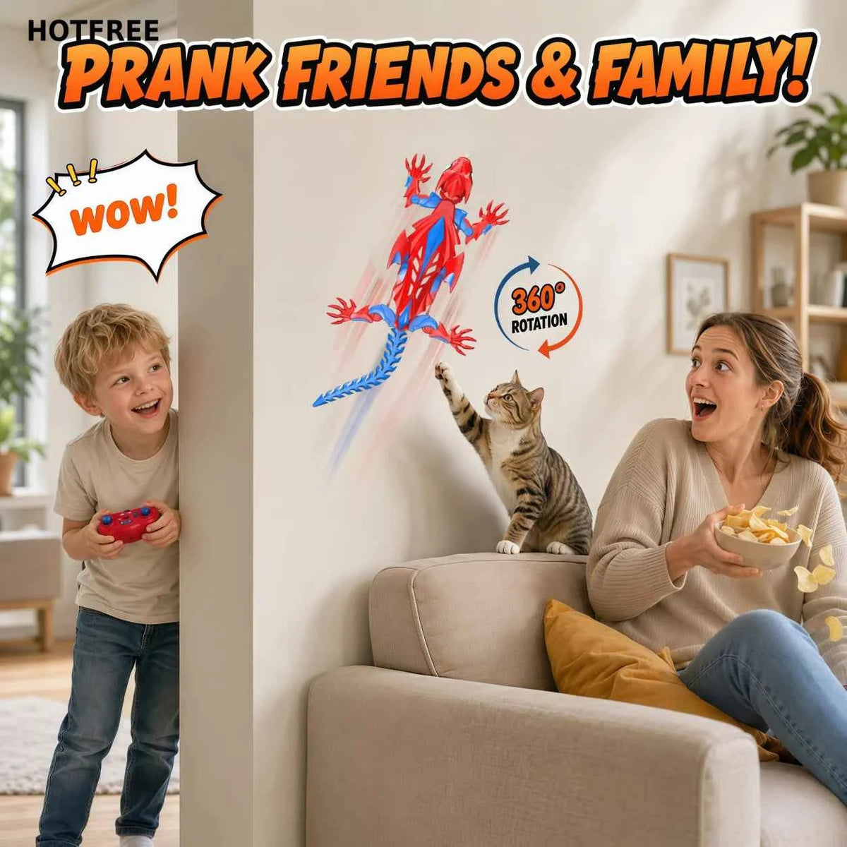 Hotfree Wall Crawler Gecko Lizard, Rechargeable Remote Control Robot Kids Toys, Spider RC Wall Climbing Toys