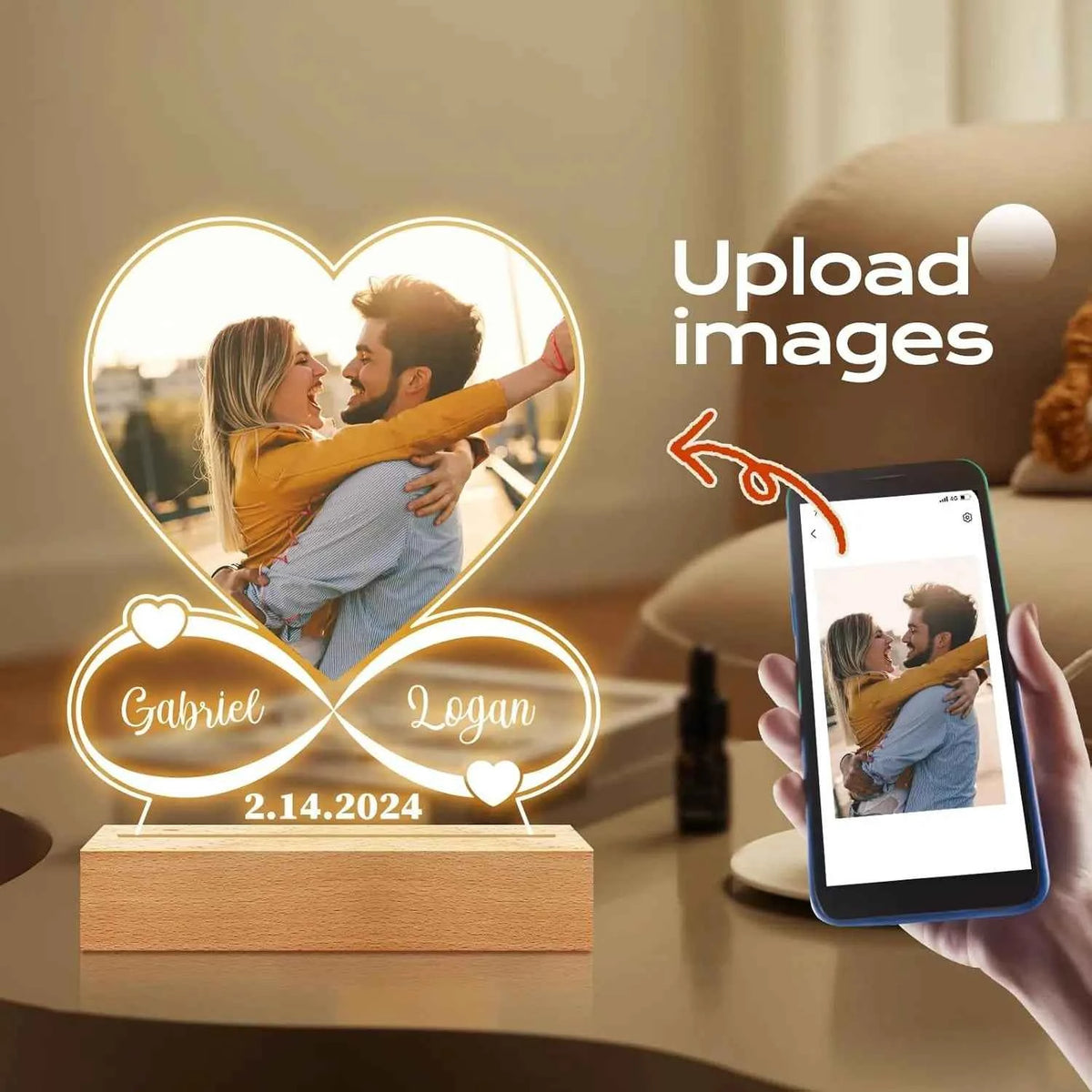 Custom Couple Acrylic Plaque With Picture Frame. Personalized Photo Frame for Anniversary, Wedding, Couple Romantic Keepsake Gift