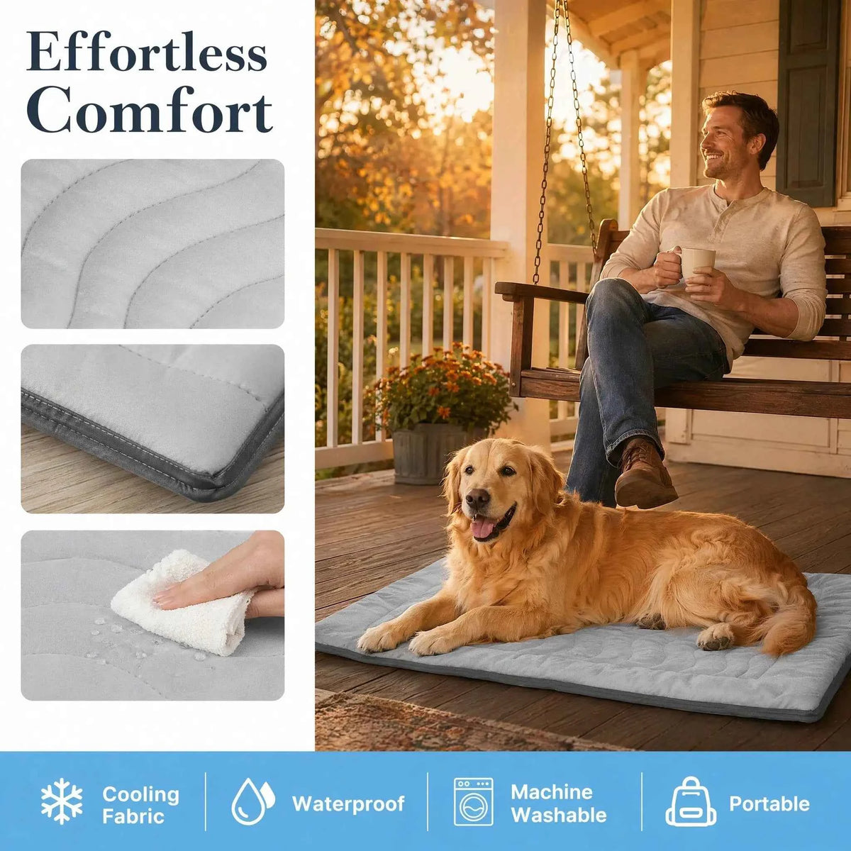 Non-Slip Washable Pet Cooling Mat Blanket,