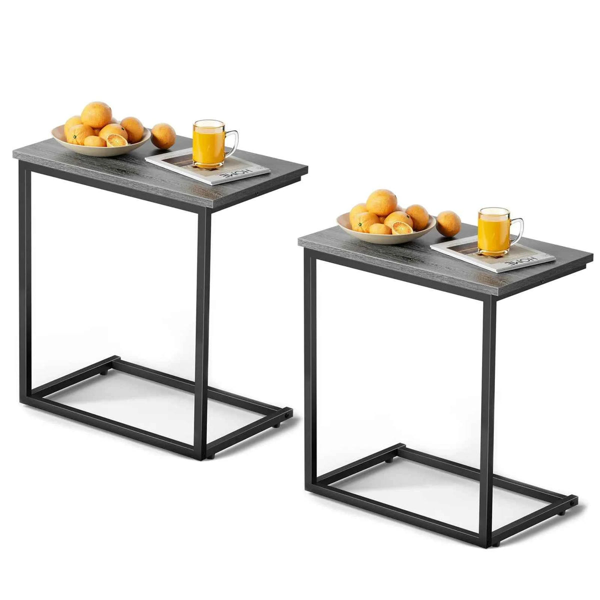 1/2 Packs C Shaped End Table, 27 Inches High, Table Slides Under most furniture, Sofa Side Table for Living Room